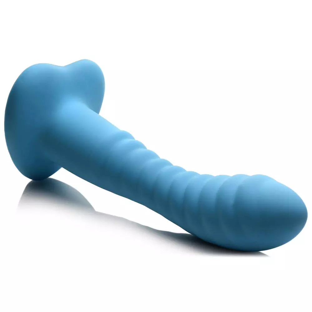 Simply Sweet 7 inch Ribbed Silicone Dildo In Blue